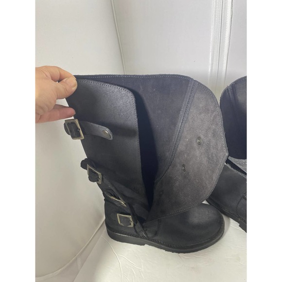 Sundance Black Suede Buckle Mid Calf Moto Boot size 6-6.5 - Picture 8 of 10